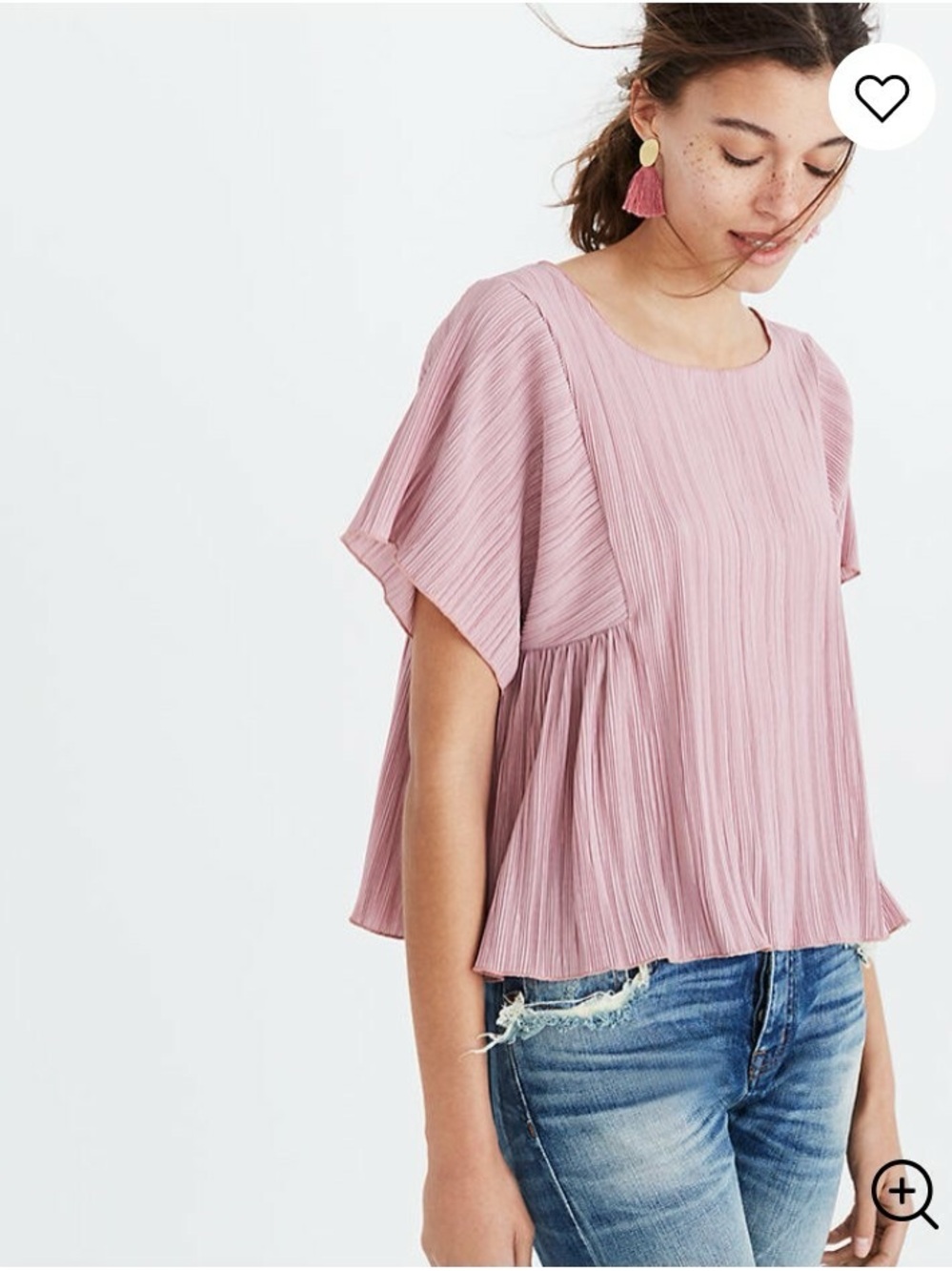 Madewell | Texture & Thread Micropleat Flowy Blush Pink Blouse
